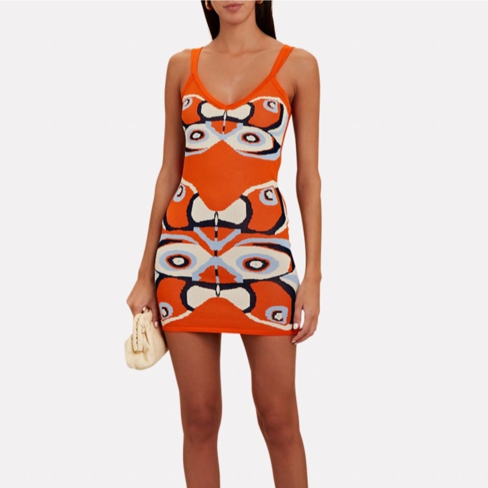 Alexis Orange Graphic Knit Mini Dress